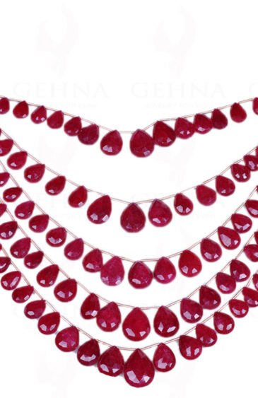 5 Rows Of Almond Shaped Ruby Gemstone Faceted Bead Strand NP-1181