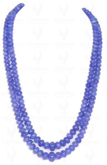2 Rows of Tanzanite Gemstone Cabochon Round Bead Necklace NS-1181