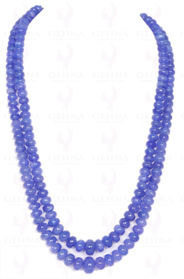 2 Rows of Tanzanite Gemstone Cabochon Round Bead Necklace NS-1181