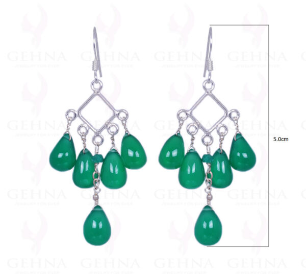 Green Onyx Gemstone Drops Earrings Made In .925 Solid Silver ES-1181