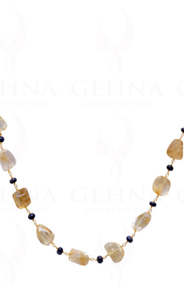 25″ Inches Long Citrine & Blue Sapphire Gemstone Bead Chain CS-1182