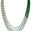 5 Rows Of Pearl & Emerald Gemstone Faceted Bead Stylish Necklace  NM-1182
