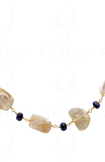 25″ Inches Long Citrine & Blue Sapphire Gemstone Bead Chain CS-1182