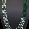 5 Rows Of Pearl & Emerald Gemstone Faceted Bead Stylish Necklace  NM-1182