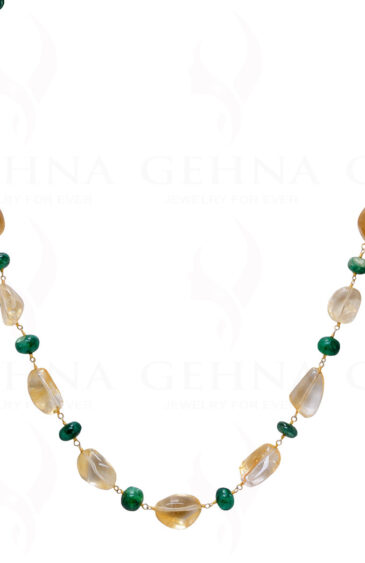 24″ Inches Long Citrine & Emerald Gemstone Bead Chain CS-1183