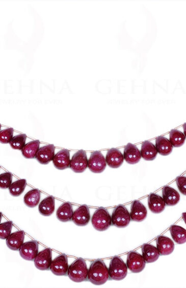 3 Rows Of Ruby Gemstone Drop Shaped Bead Strand NP-1183