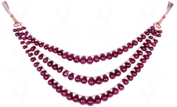 3 Rows Of Ruby Gemstone Drop Shaped Bead Strand NP-1183