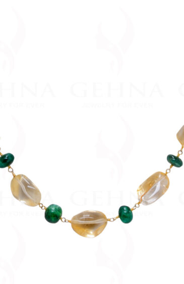 24″ Inches Long Citrine & Emerald Gemstone Bead Chain CS-1183
