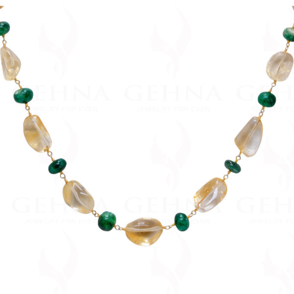 24" Inches Long Citrine & Emerald Gemstone Bead Chain CS-1183