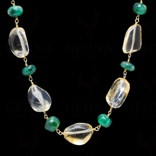 24" Inches Long Citrine & Emerald Gemstone Bead Chain CS-1183