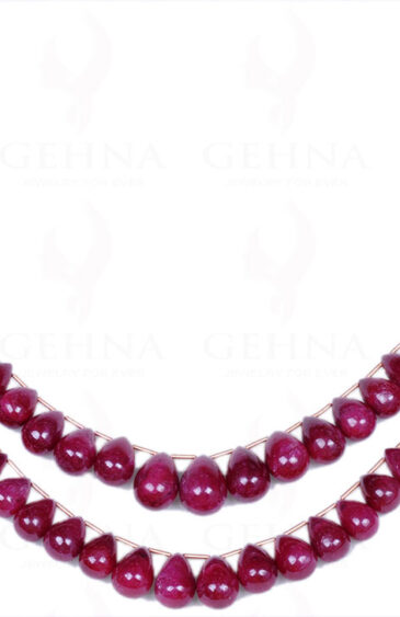 2 Rows Of Ruby Gemstone Drop Shaped Bead Strand NP-1184