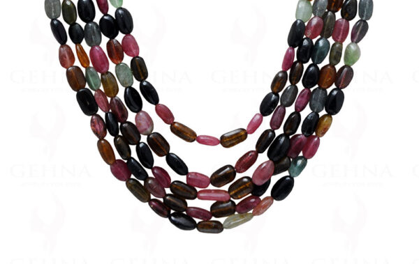 5 Rows of Multi Tourmaline Gemstone Oval Shaped Bead Necklace NS-1184