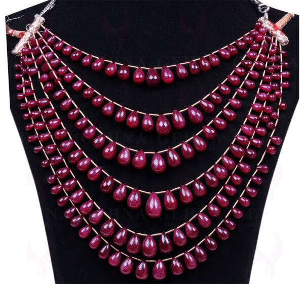 6 Rows Of Ruby Gemstone Drop Shaped Bead Strand NP-1185
