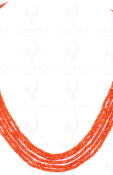 5 Rows of Carnelian Gemstone Round Faceted Bead Necklace NS-1185