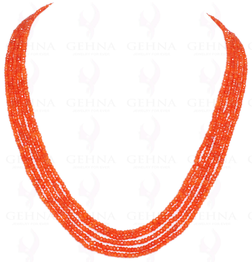 5 Rows of Carnelian Gemstone Round Faceted Bead Necklace NS-1185