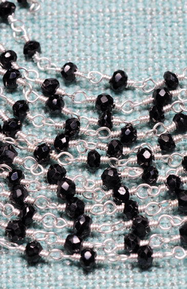98″ Inch Long Black Spinel Gemstone Faceted Bead Chain CS-1185