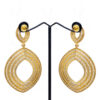 White Topaz Studded Gold Plated Oval Shape Festive Earrings FE-1185