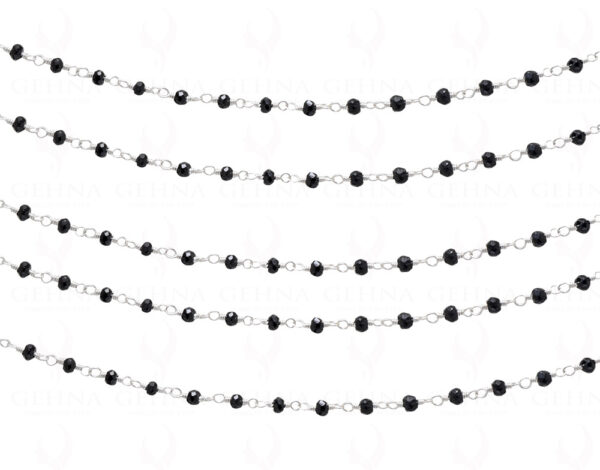 98" Inch Long Black Spinel Gemstone Faceted Bead Chain CS-1185
