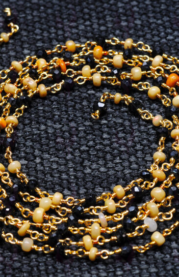 Black Spinel & Opal Gemstone Bead Chain CS-1186