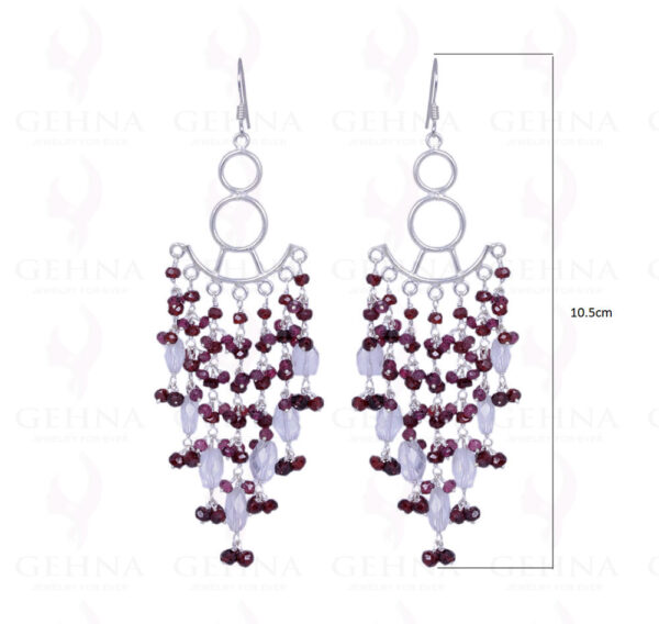 Red Garnet & Rose Quartz Gemstone Earrings Made In .925 Solid Silver ES-1186