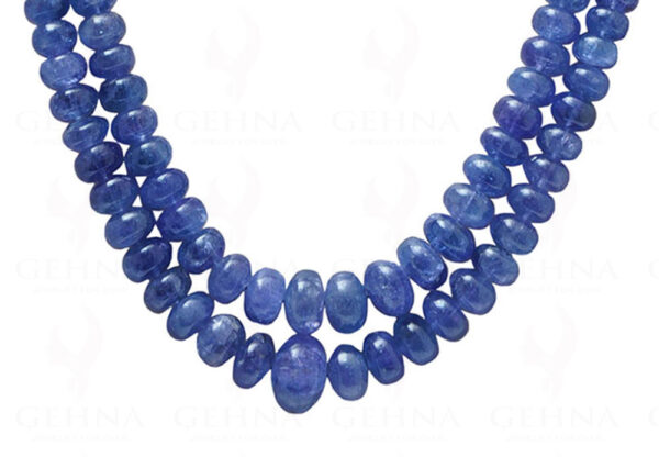 2 Rows of Tanzanite Gemstone Plain Round Bead Necklace NS-1186