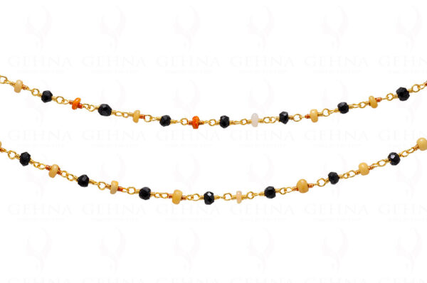 Black Spinel & Opal Gemstone Bead Chain CS-1186