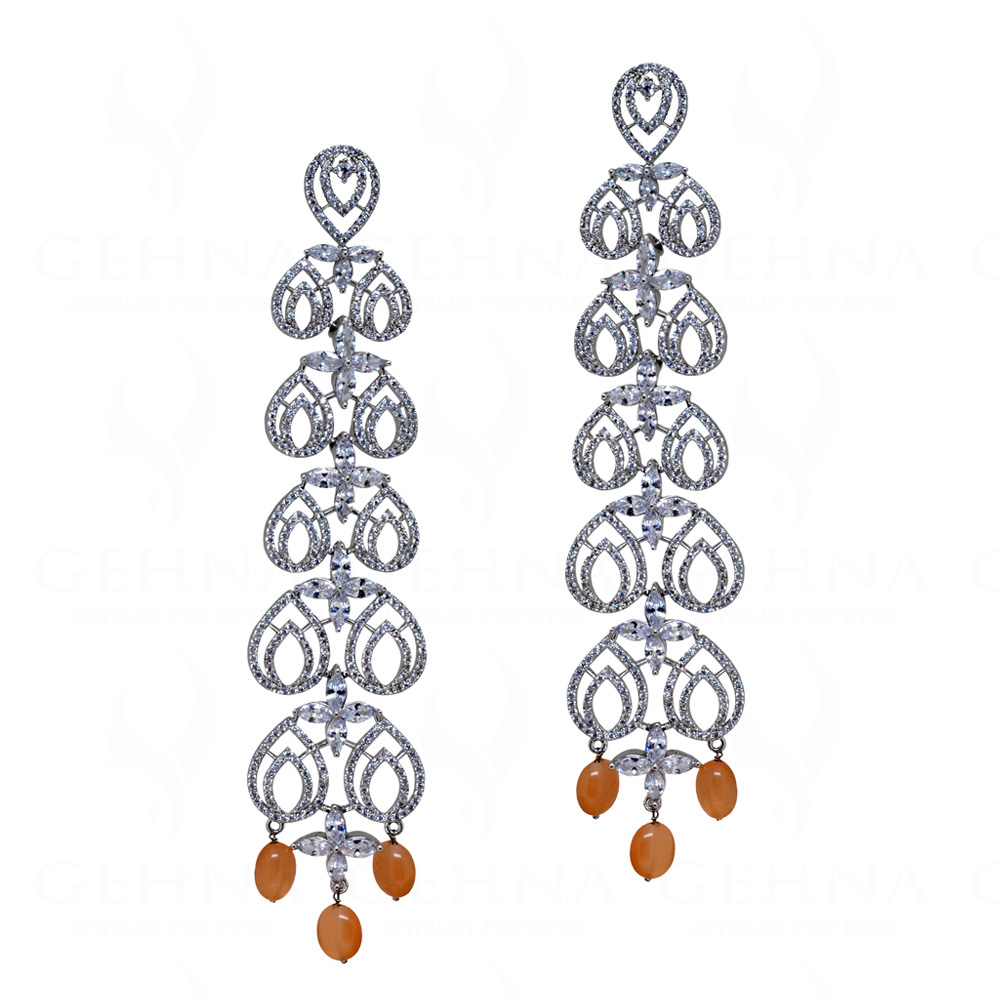 Tourmaline & White Topaz Studded Festive Earrings FE-1187