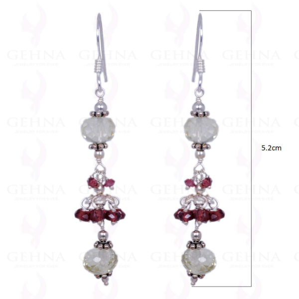 Red Garnet & Lemon Topaz Gemstone Earrings In .925 Sterling Silver ES-1187
