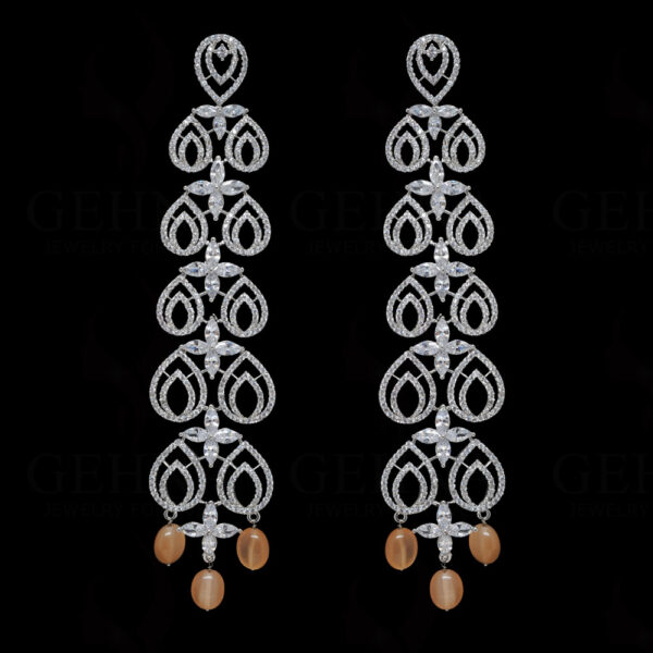 Tourmaline & White Topaz Studded Festive Earrings FE-1187