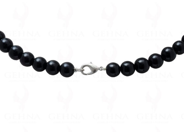 Black Spinel Gemstone Cabochon Round Ball Bead Strand NS-1187