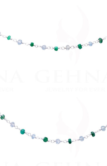 Green Onyx & Aquamarine Gemstone Bead Chain CS-1188