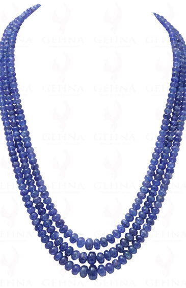 3 Rows of Tanzanite Gemstone Cabochon Bead Necklace NS-1188
