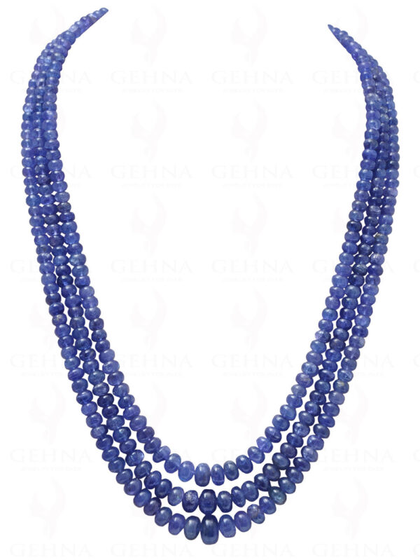 3 Rows of Tanzanite Gemstone Cabochon Bead Necklace NS-1188