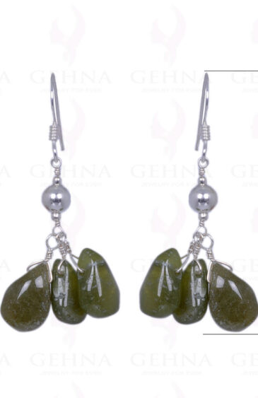 Peridot Gemstone Cabochon Drops Earrings Made In .925 Solid Silver ES-1188
