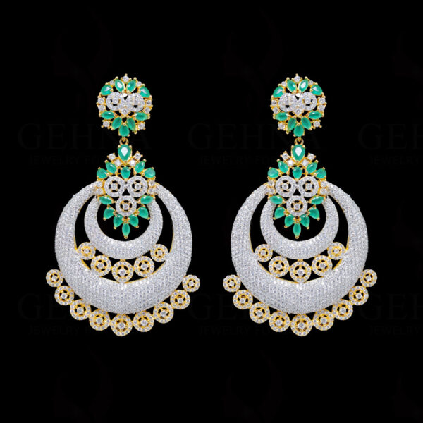 Emerald & White Topaz Studded Festive Earrings FE-1188
