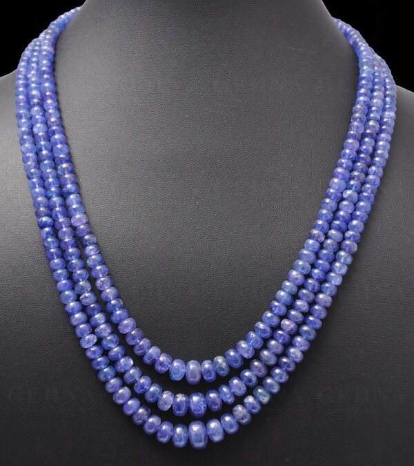 3 Rows of Tanzanite Gemstone Cabochon Bead Necklace NS-1188