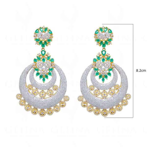 Emerald & White Topaz Studded Festive Earrings FE-1188
