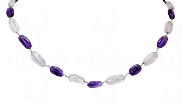 Amethyst & Rock-Crystal Gemstone Bead Chain CS-1189