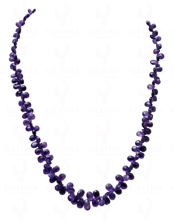 Amethyst Gemstone Teardrop Shaped Faceted Bead Necklace NS-1189