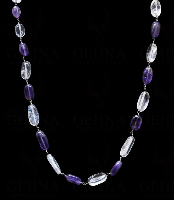 Amethyst & Rock-Crystal Gemstone Bead Chain CS-1189