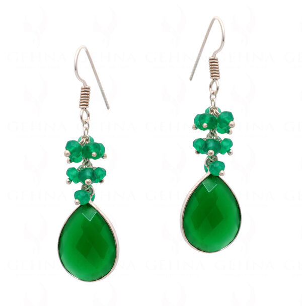 Green Onyx & Green Jade Gemstone Earrings Made In .925 Sterling Silver ES-1190