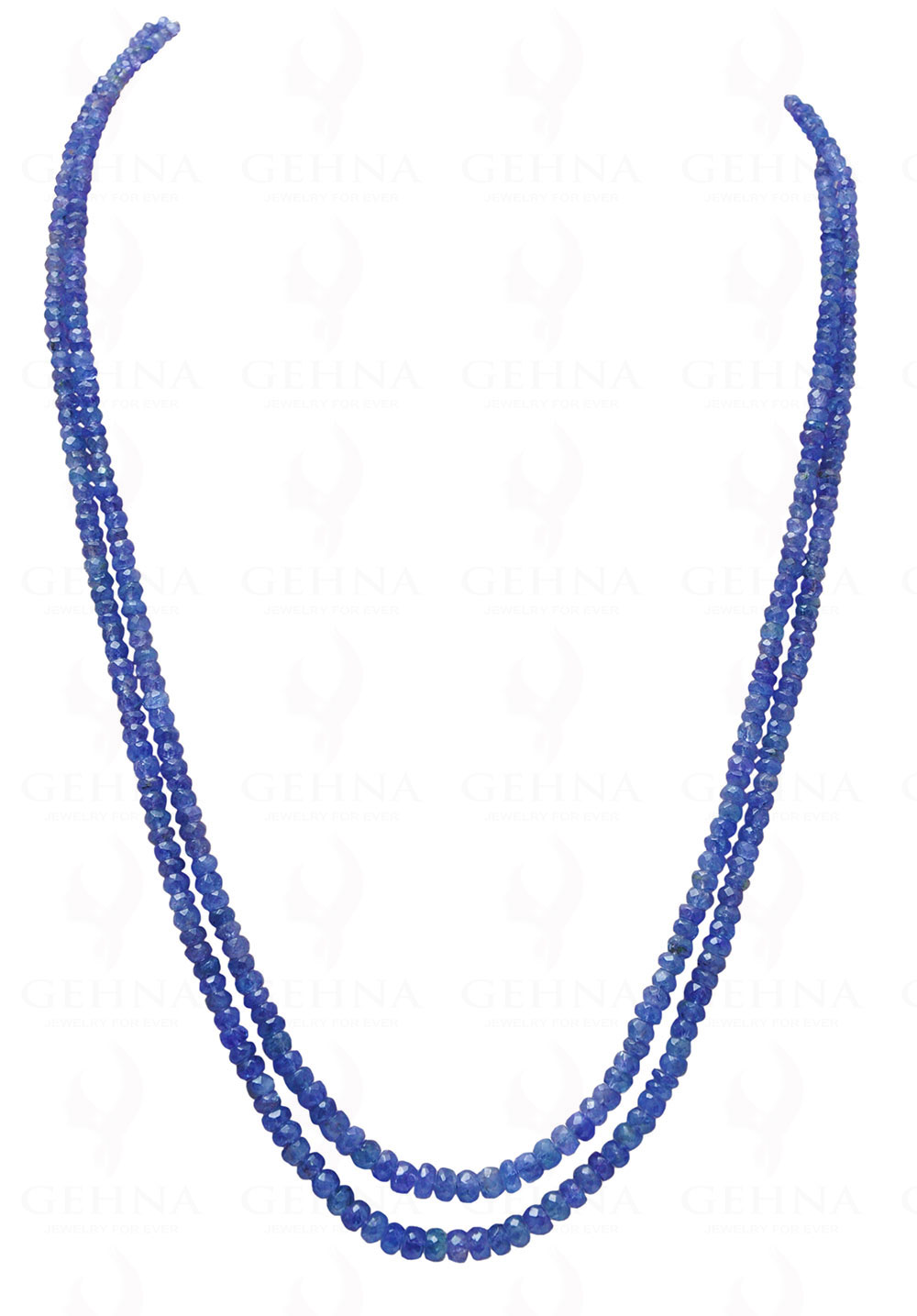 2 Rows of Tanzanite Gemstone Round Faceted Bead Necklace NS-1190