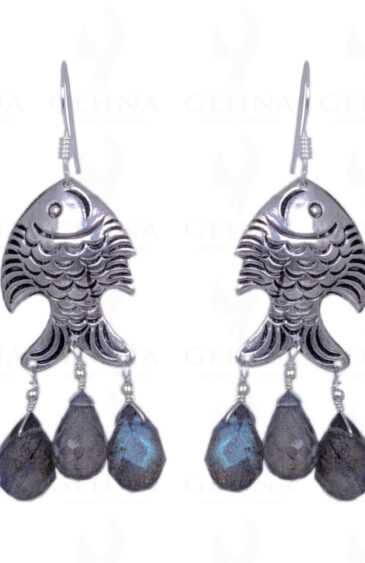 Labradorite Gemstone Drops Earrings With .925 Sterling Silver Elements ES-1191