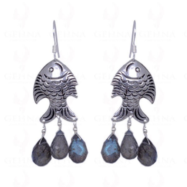 Labradorite Gemstone Drops Earrings With .925 Sterling Silver Elements ES-1191