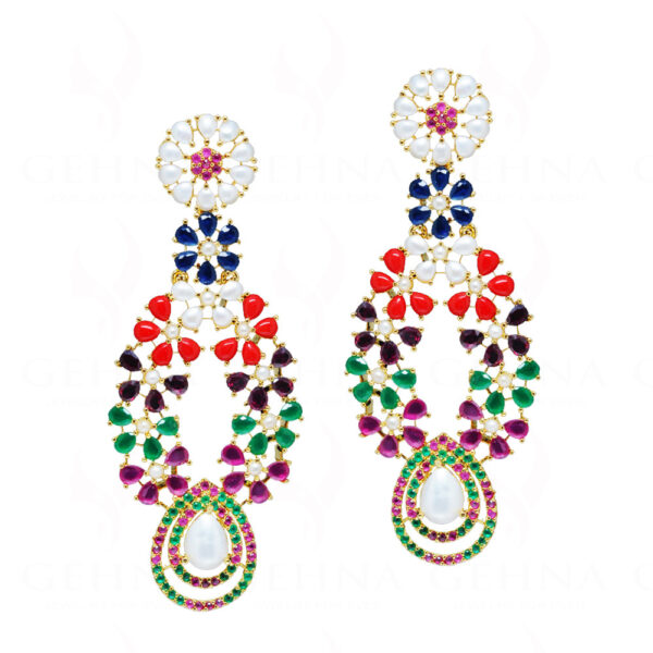 Ruby, Emerald & Multicolor Studded Festive Earrings FE-1191
