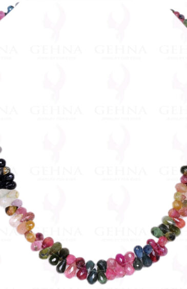 Multi Tourmaline Drop Shaped Faceted Bead Necklace NS-1191