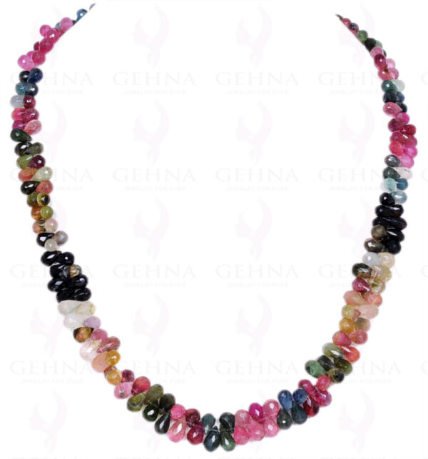 Multi Tourmaline Drop Shaped Faceted Bead Necklace NS-1191