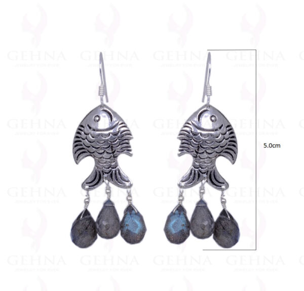 Labradorite Gemstone Drops Earrings With .925 Sterling Silver Elements ES-1191