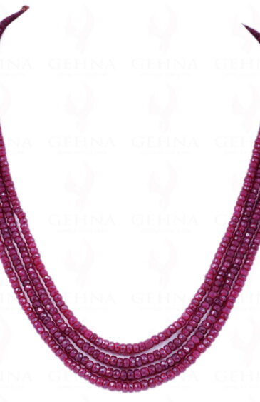 4 Rows Of Ruby Gemstone Round Faceted Bead Necklace NP-1192