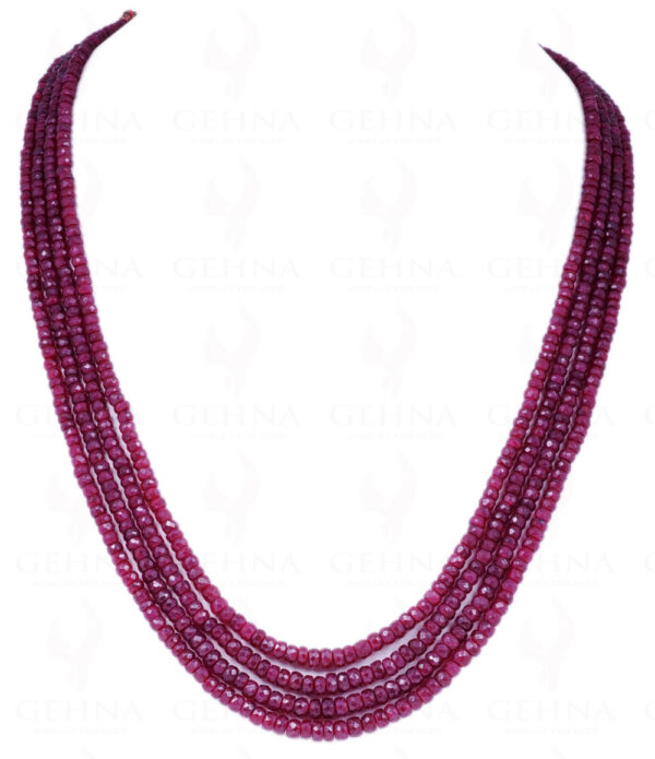 4 Rows Of Ruby Gemstone Round Faceted Bead Necklace NP-1192
